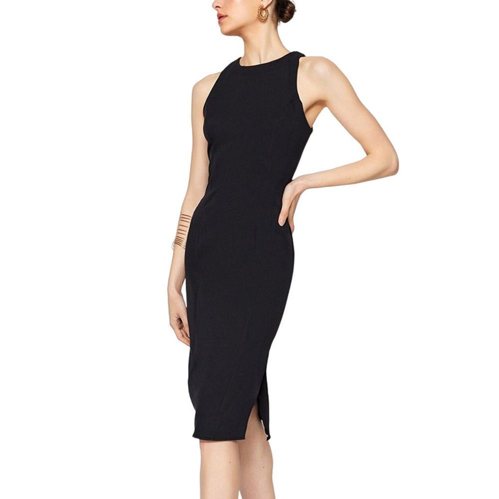 Trendyol Black Sleeveless Midi Bodycon Dress Women Size 42 - Picture 3 of 5